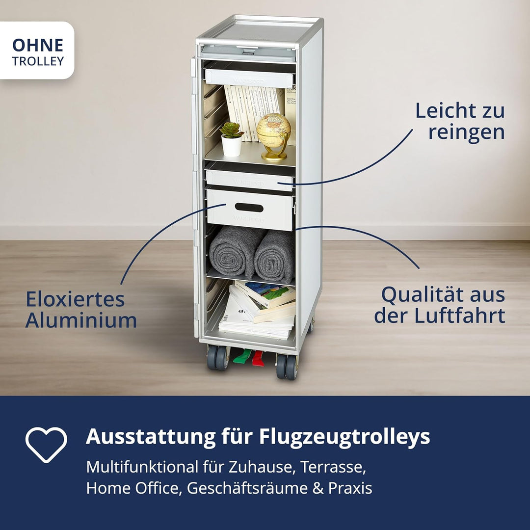 VanDeBord Ausstattungspaket Basic, Zubehör für Airline Trolleys, Flugzeugtrolley Einschübe &amp; Fachböd