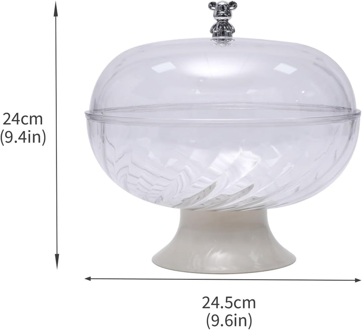 Obstschale mit Deckel und Abtropfeinsatz Transparent – Kunststoff Fruchtschale mit Fuss für Tischdek