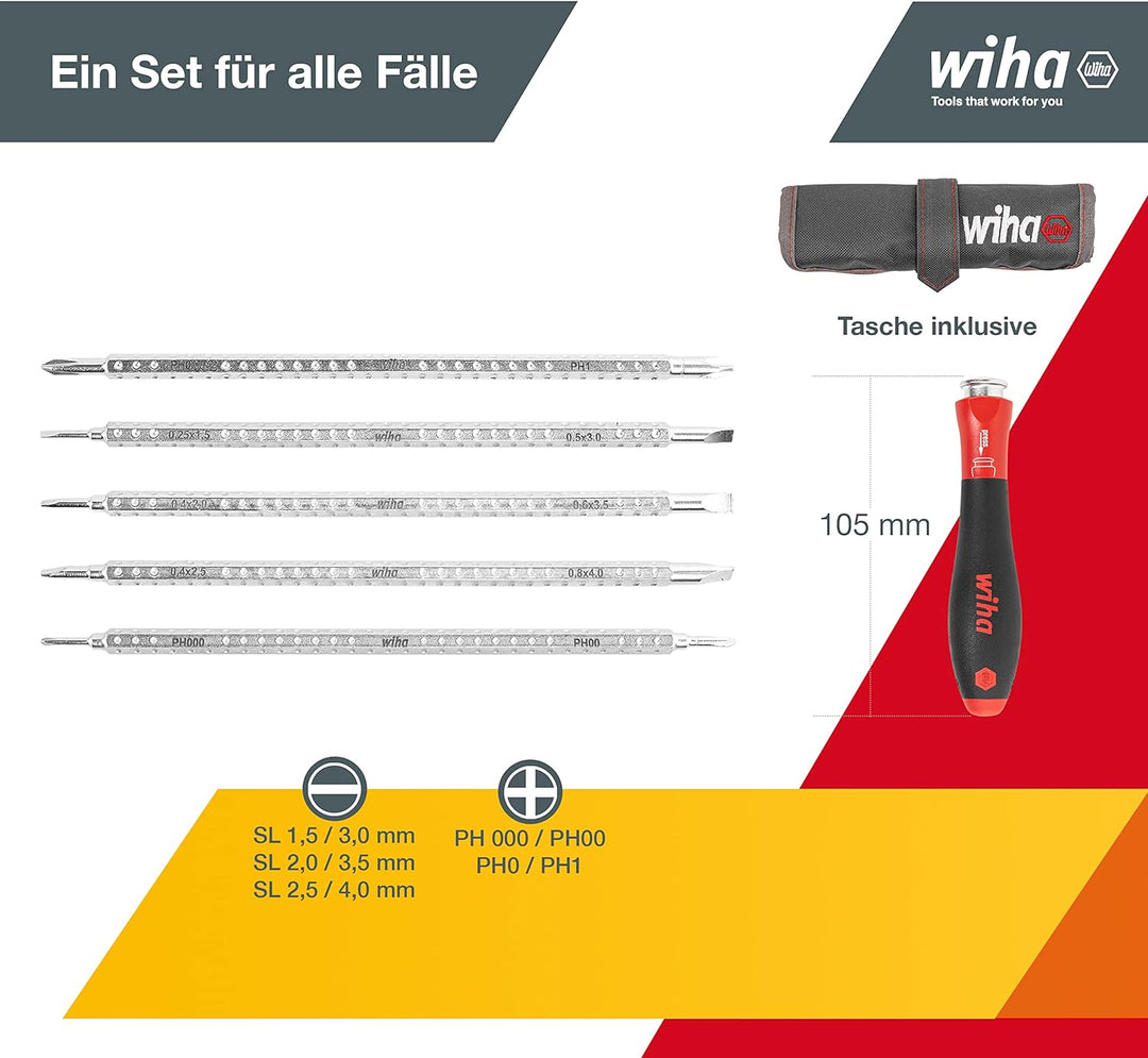 Schraubendreher mit Wechselklingen Set SYSTEM 4 Schlitz/Phillips, 7-tlg. inkl. Rolltasche (00616) va