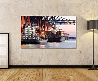 islandburner Bild Bilder auf Leinwand Containerhafen Hamburg Hafen 1p XXL Poster Leinwandbild Wandbi