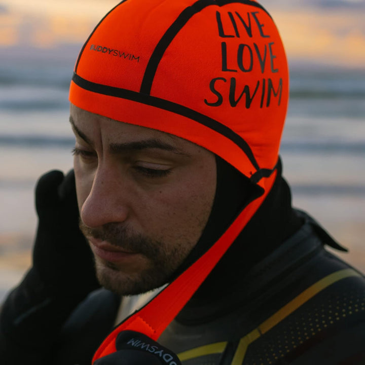 Buddyswim 2,5 mm Dicke Neoprenbadekappe für Freiwasserschwimmen. Kälteisolierende Neoprenmütze mit K