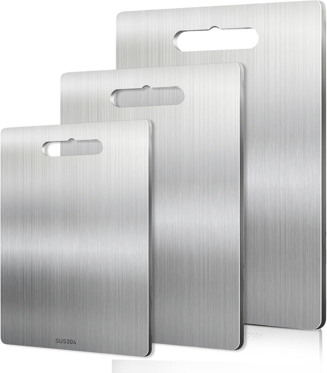 3 Stück Titan-Schneidebrett, 304 Schneidebrett Aus Edelstahl, Edelstahl-Schneidebrett, Dickes Metall