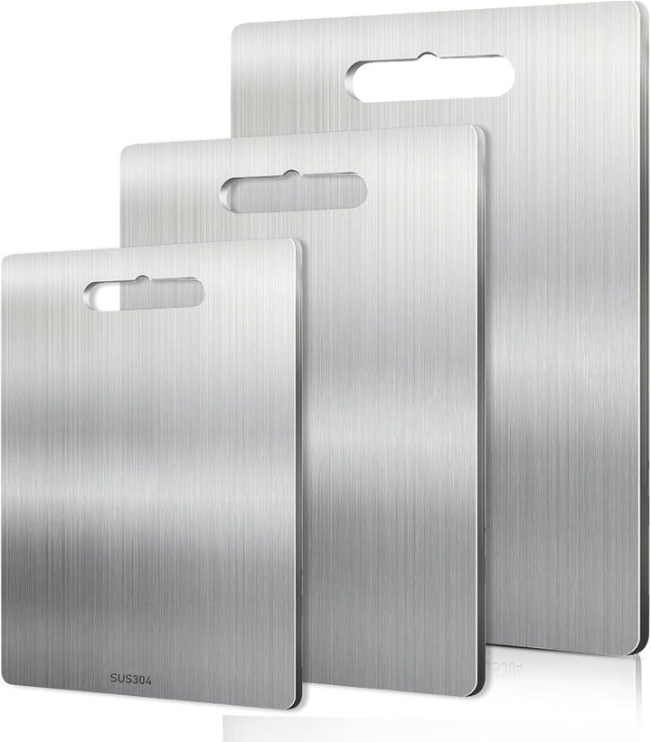 3 Stück Titan-Schneidebrett, 304 Schneidebrett Aus Edelstahl, Edelstahl-Schneidebrett, Dickes Metall