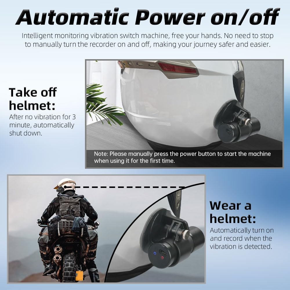 VSYSTO Fahrrad Motorrad Helm Kamera, Auto Power On/Off, WiFi HD 1080P 150 ° Weitwinkel Sternlicht Na