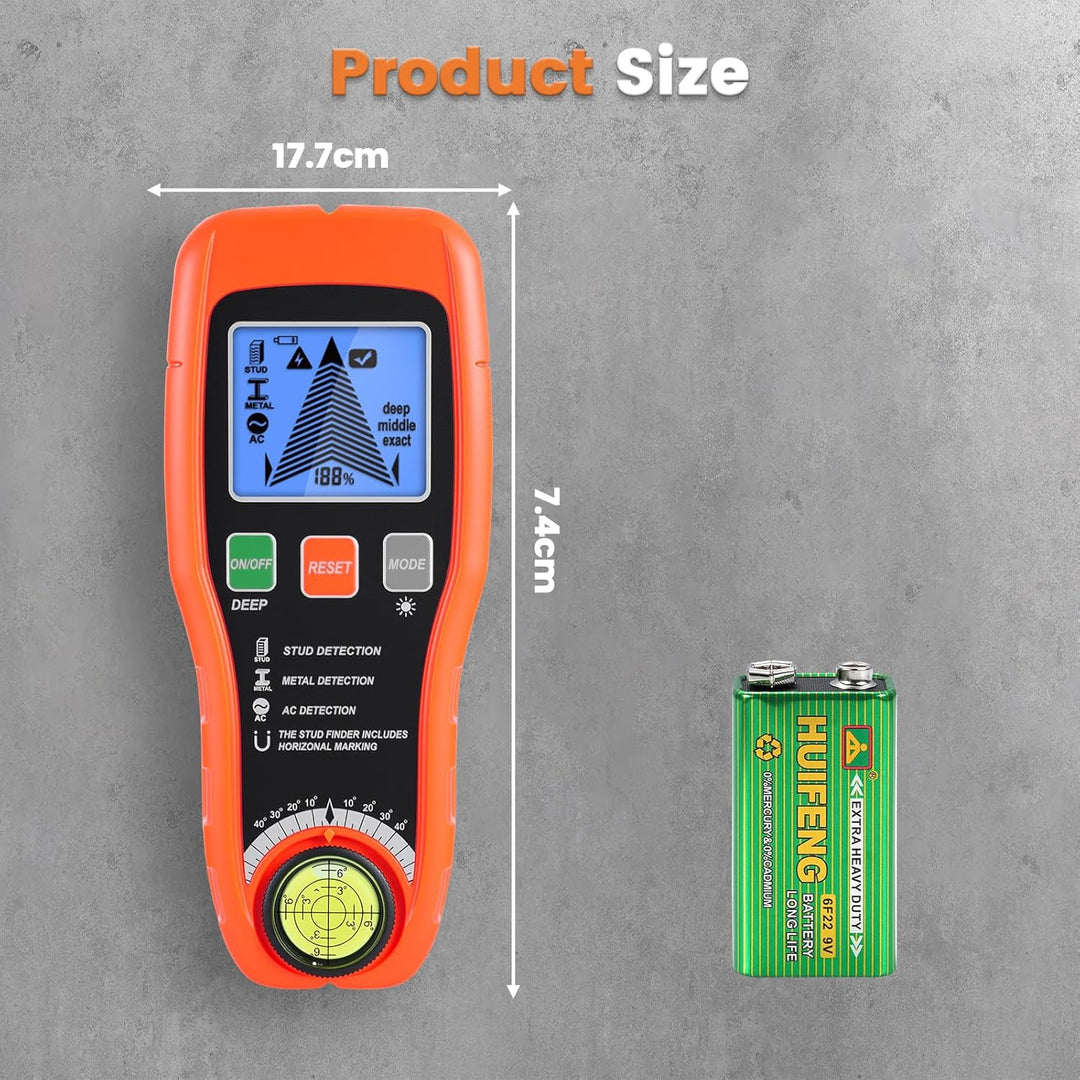 Leitungssuchgerät Ortungsgerät, Multifunktionaler Stud Finder mit LCD-Display & Audio-Alarm, Leitung