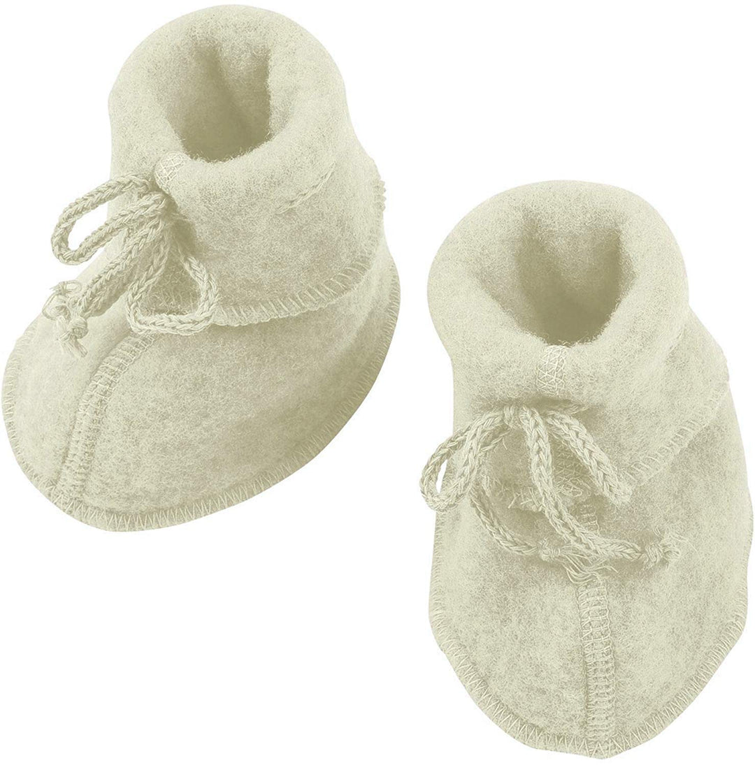 Engel Baby Fleece-Schühchen mit Bändel und Flatlocknähten Bio-Schurwolle Natur 62/68-74/80