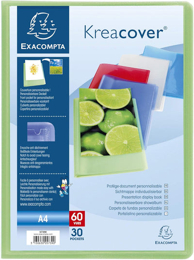 Exacompta 5739E 12er Pack Sichtmappe KeaCover aus Kunststoff DIN A4 mit 30 Klarsichthüllen, 60 Sicht