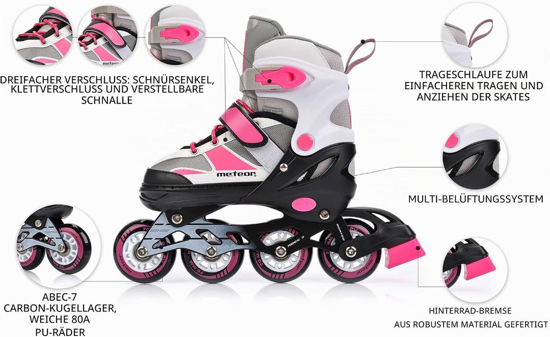 meteor® Inliner Rollen Inline Skates Mädchen und Jungen Inliner Kinder Inline Skates ABEC7 Rollen in