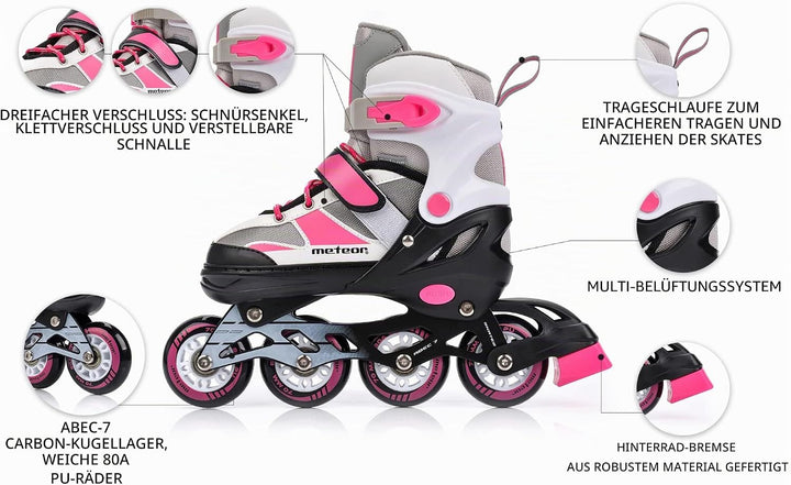 meteor® Inliner Rollen Inline Skates Mädchen und Jungen Inliner Kinder Inline Skates ABEC7 Rollen in