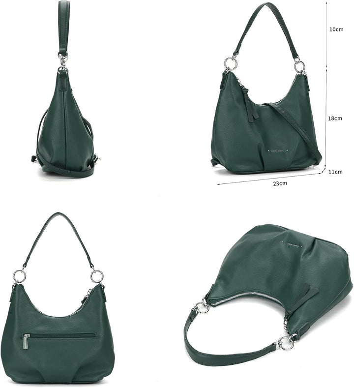 David Jones - Damen Hobo Schultertasche - Mittelgrosse Handtasche PU Weiche Leder - Kleine Shopper T