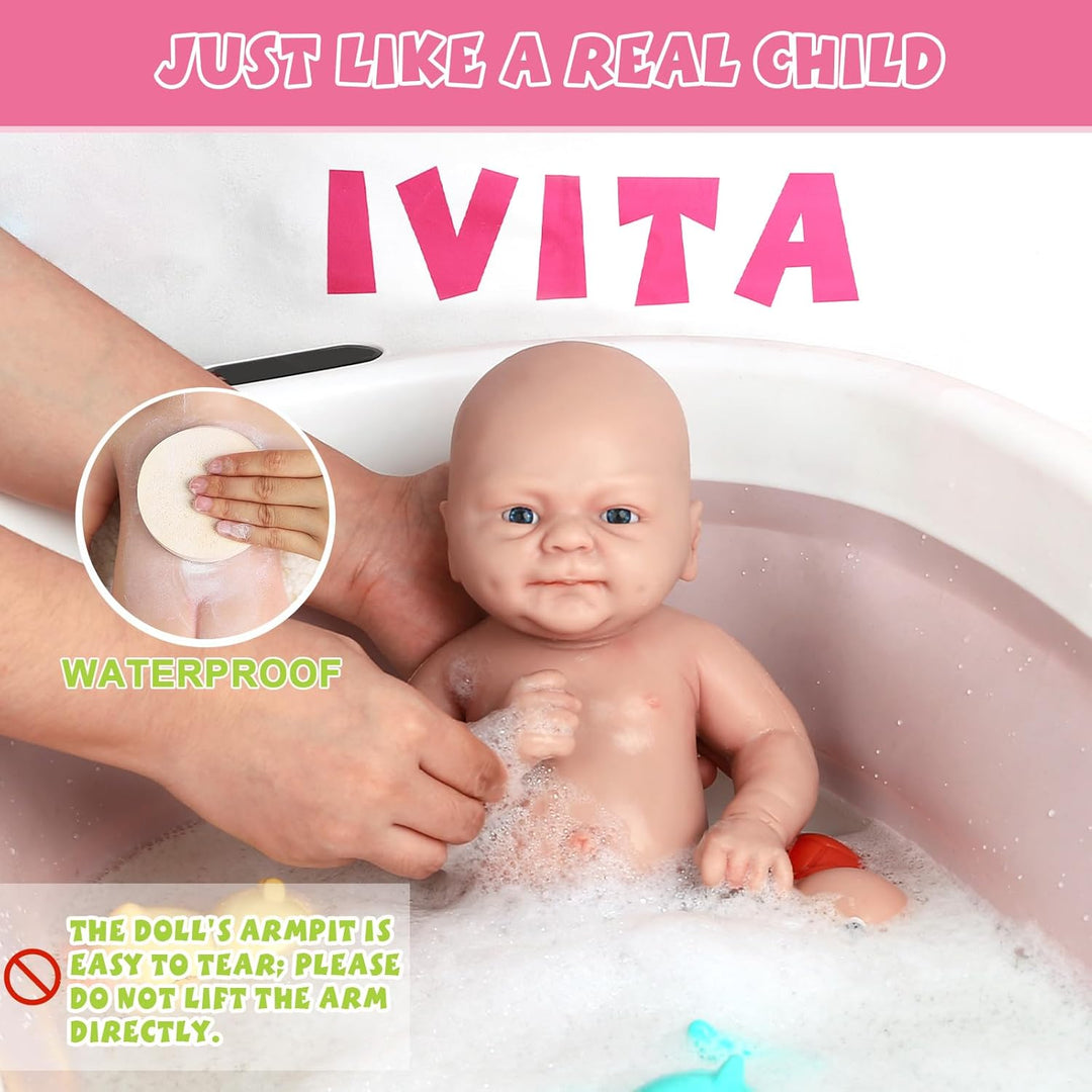 IVITA Ganzkörper Silikon Reborn Baby Puppe Offener Mund Neugeborene Babypuppe Zwillinge Babypuppe We