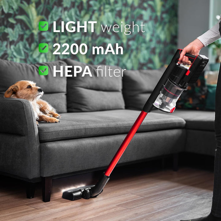 LEHMANN Akku Staubsauger Kabellos 3-in-1, Akkustaubsauger mit 45Min Laufzeit, 1,8L Behälter, Anti-Ta