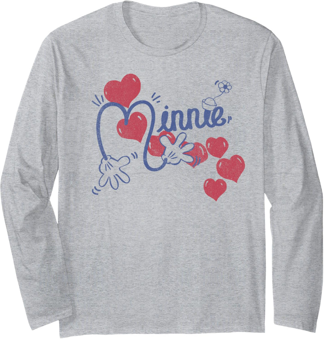 Disney Mickey And Friends Minnie Hearts Text Langarmshirt