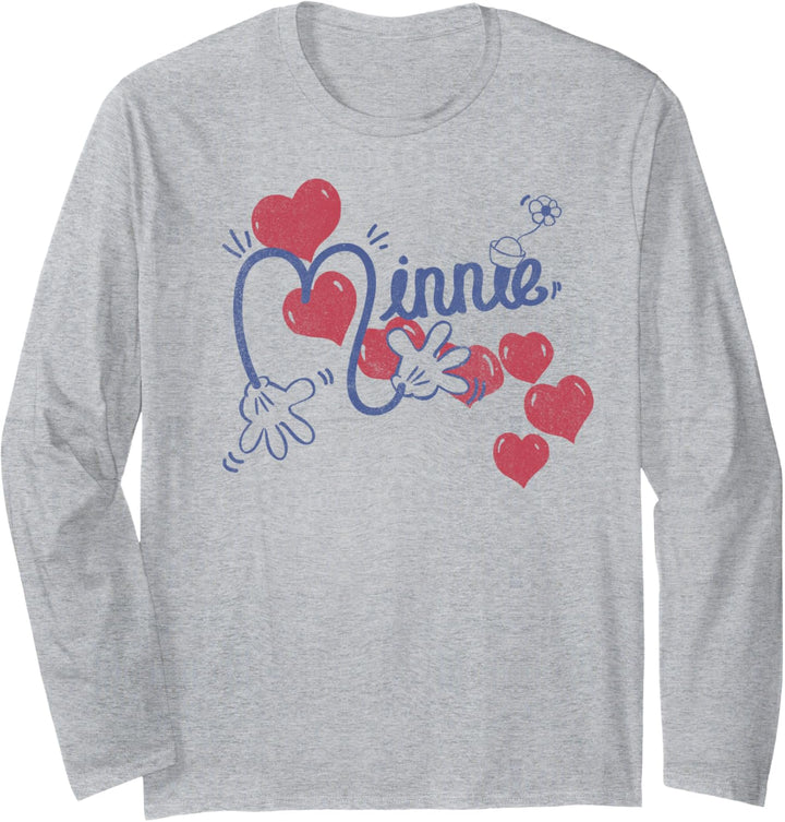 Disney Mickey And Friends Minnie Hearts Text Langarmshirt