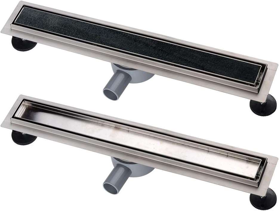 Duschrinne, 90cm,2 in 1,360?,Siphon mit Geruchsstop und Haarsieb Randablauf Befliesbar Edelstahl Abl