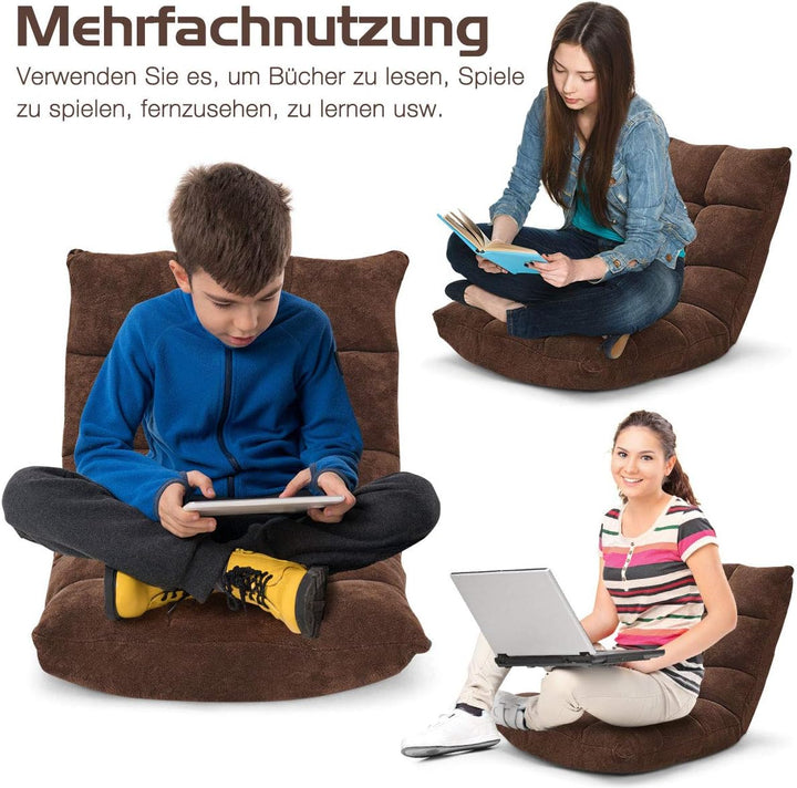 GOPLUS Bodenstuhl, Bodensofa mit Rückenlehne, Bodensessel mit Schlaffunktion, Floor Chair, Lazy Sofa