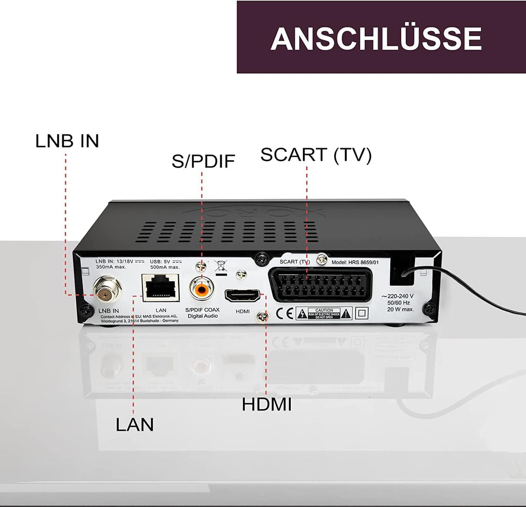 XORO HRS 8659 - Digitaler DVB-S2 HDTV Satelliten-Receiver, HDMI und SCART Anschluss, Unterstützt Uni