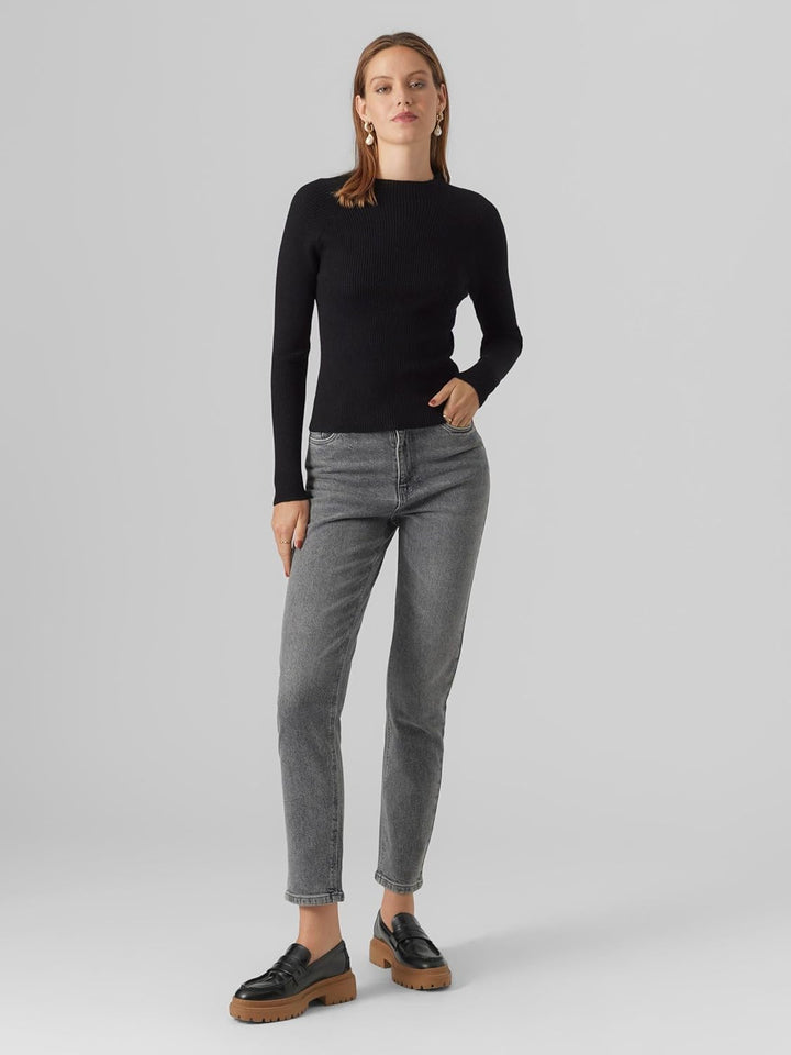 VERO MODA Female Mom Jeans VMLINDA Hohe Taille Hohe Taille Jeans 27W / 30L Medium Grey Denim, 27W /