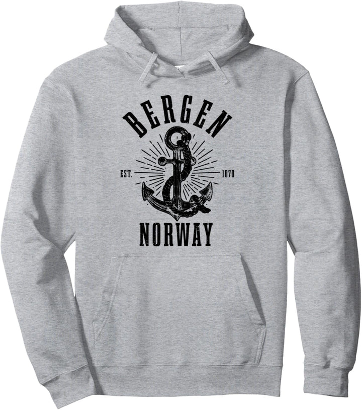 Bergen Norwegen Skandinavien Anker Vintage Souvenir Pullover Hoodie
