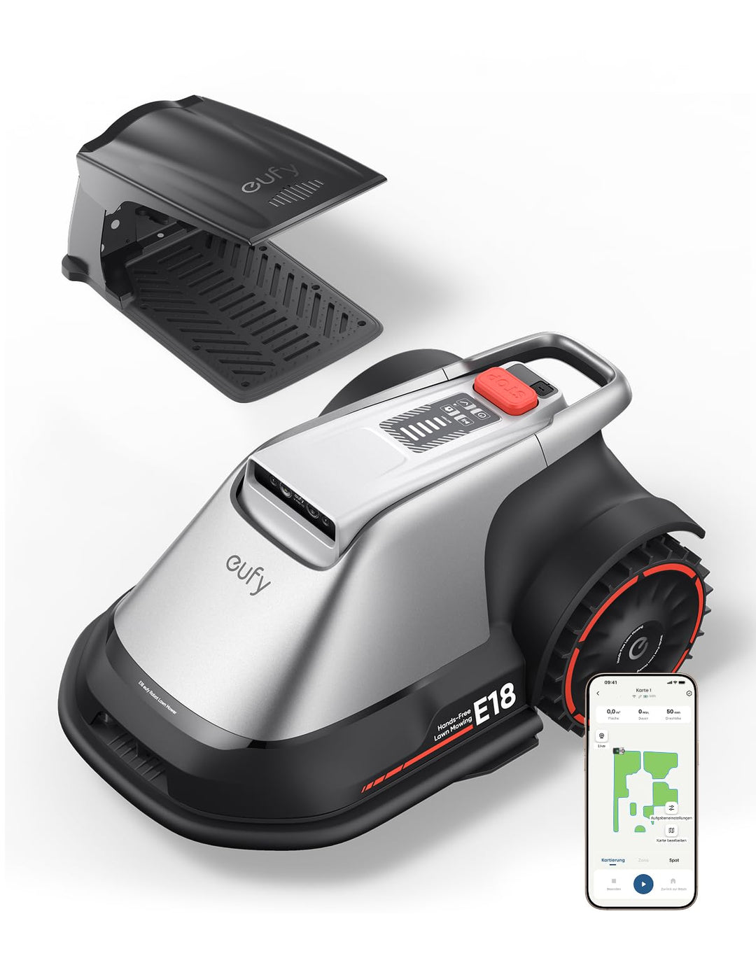 eufy E18 Mähroboter ohne Begrenzungskabel, ohne RTK & Signalausfälle, TrueVision Technologie, GNSS,