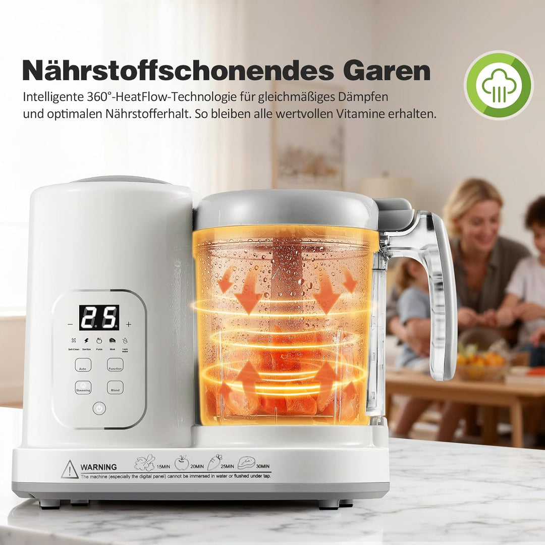 TopStrong Babynahrungszubereiter, Baby Food Maker Dampfgarer mit Dämpfen, Mixen, Auftauen & Erwärmen