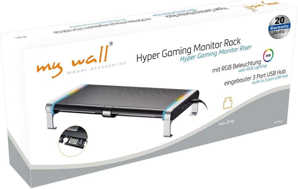 my wall HyperGaming Monitor Rack - HT42L, Monitorständer, RGB Beleuchtung, Bildschirmerhöhung, Inklu