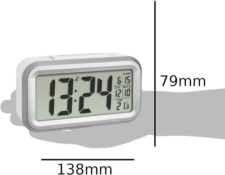 TFA Dostmann LUMIO Plus Digitaler Funk-Wecker mit Temperatur, 60.2553.02, automatische Nachtbeleucht