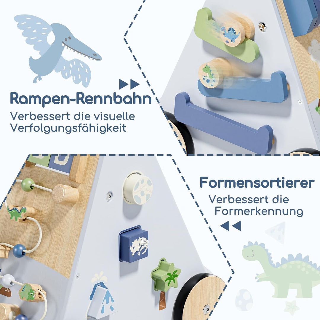Lehoo Castle Lauflernwagen Holz mit Bremse, Dinosaurier Laufwagen ab 1 Jahr | Einstellbare Bremse, 9