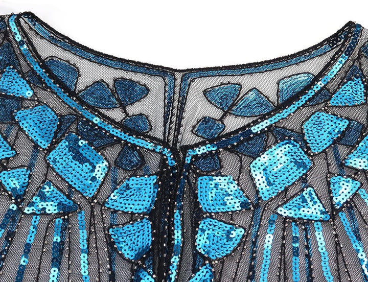 BAOKELAN Frauen 1920er Schal Pailletten Perlen Abend Cape Retro Wraps Schal Cover Up für Hochzeit Pa