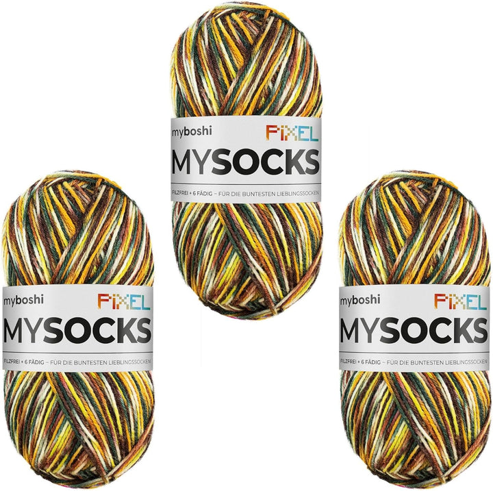 myboshi mysocks Pixel, 6-fädige Sockenwolle, strapazierfähig, Garn aus Schurwolle, filzfrei, 150g, L