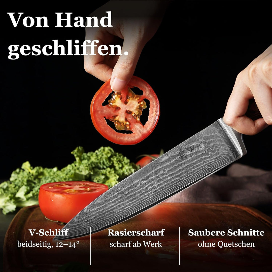 Wakoli EDIB Damastmesser Chefmesser 20 cm Klinge extrem scharf aus 67 Lagen I Damast Küchenmesser un