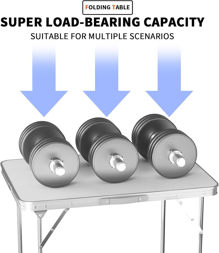 Aluminium-Klapptisch, Campingtisch, tragbarer Klapptisch mit Griff, Picknicktisch, verstellbar, leic