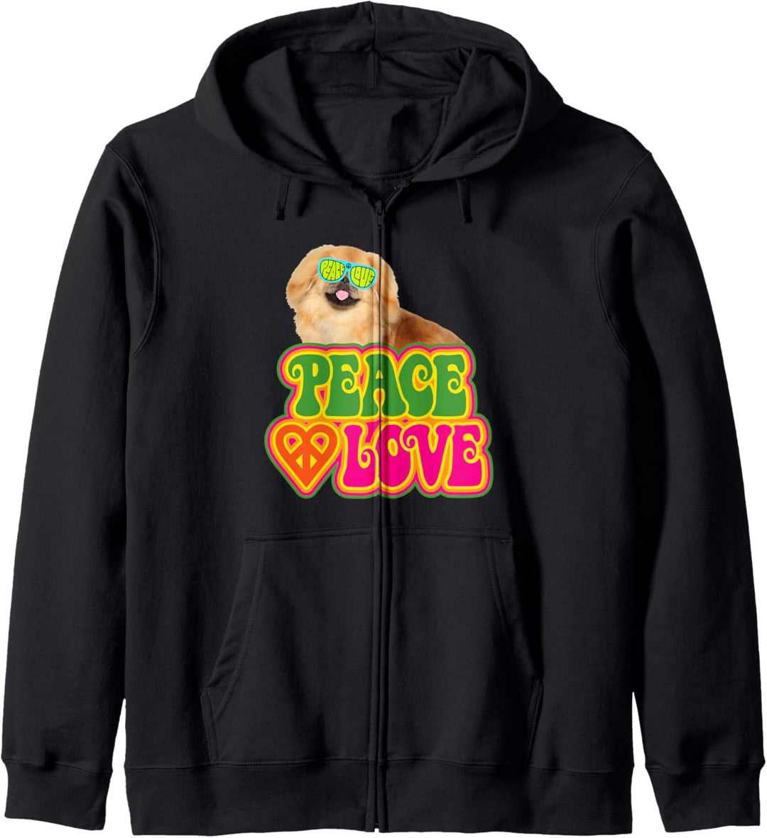 Peace Heart Love Dog Pekingese Kapuzenjacke