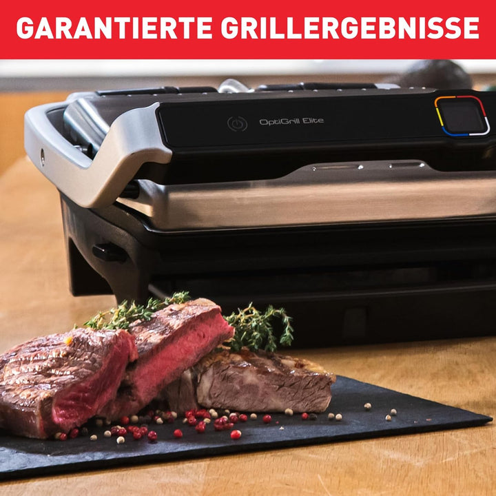 Tefal Optigrill Elite GC750D | Kontaktgrill | Elektrischer Indoor-Grill | 12 automatische Grillprogr