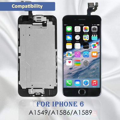 Yodoit Komplett Display für iPhone 6 LCD Bildschirm vormontiert 4.7" Schwarz mit homebutton, Montage
