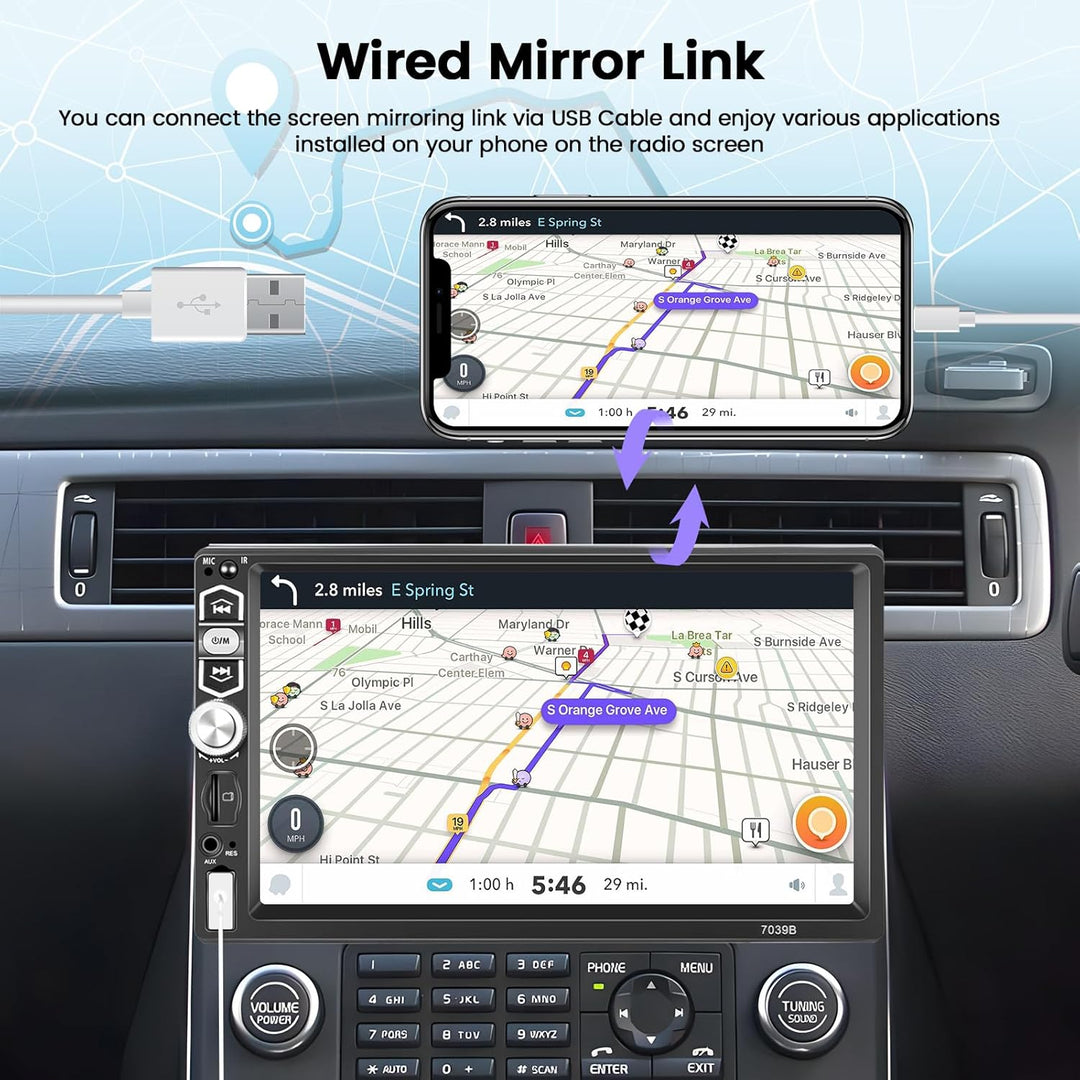 Hikity Autoradio 1 Din Wired Carplay Android Auto mit Bluetooth Freisprecheinrichtung Bildschirm, 7