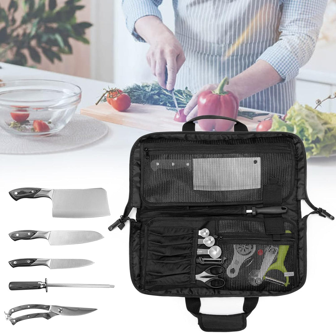 samdew Koch Messer Tasche mit 17 + 6 Utensilien Fächern, Tragbarer Messer Satz Träger für Aufbewahru