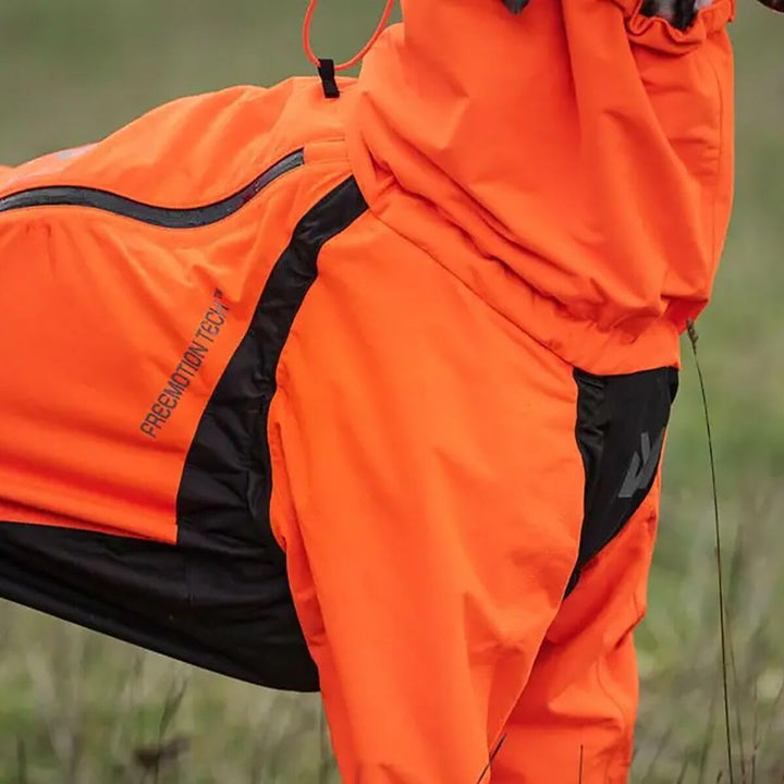 Non-Stop Dogwear Fjord Regenmantel Overall, Reflektierend, Orange-Schwarz, Wasserdichter Hundemantel