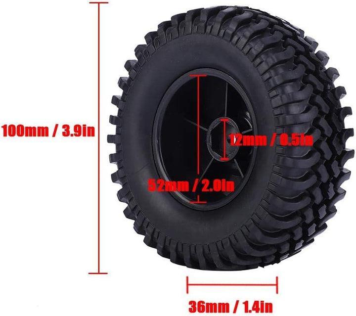 Dilwe RC Autoreifen, 100mm Durchmesser Reifen Zubehör für 1/10 Ferngesteuertes Auto(Schwarz), Schwar