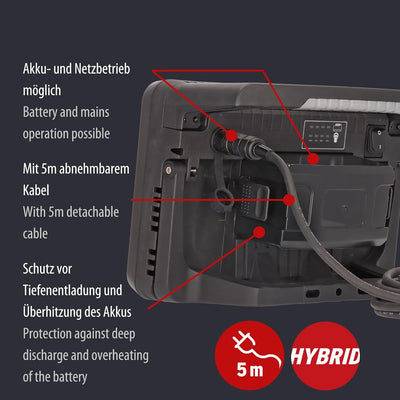 Brennenstuhl Multi Battery LED Hybrid Baustrahler 10050 MH (100W, 12500lm, IP55, Arbeitsleuchte komp