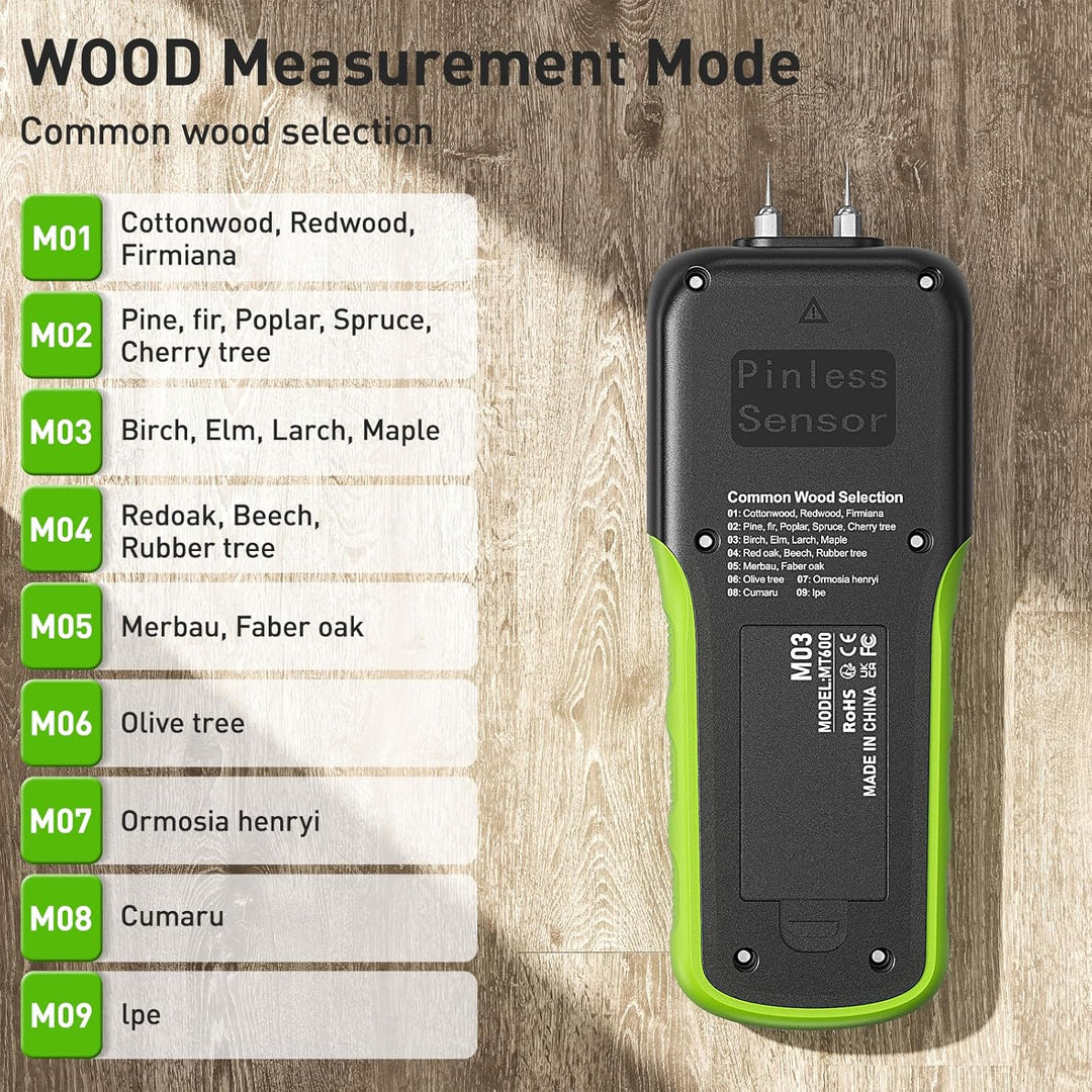 Feuchtigkeitsmessgerät, Huepar Pin & Pinless Feuchtigkeitsmesser Detector für Holz oder Baustoff, Fe
