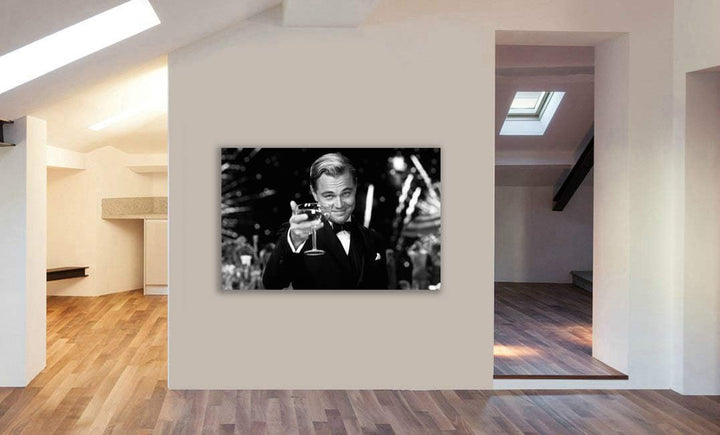 Kunstdruck auf Leinwand, Motiv The Great Gatsby Leonardo DiCaprio, gerahmt, verschiedene Grössen, A1