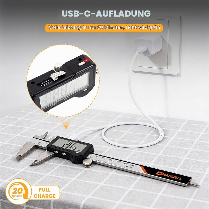HARDELL Digital Caliper, Rechargeable Digital Caliper 6 inch with Reset Setting, Caliper Measuring T
