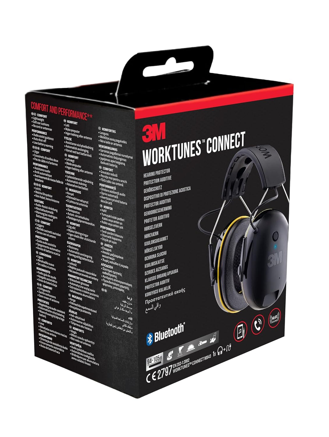 3M WorkTunes Connect 90543EC1, Kabelloser Gehörschutz mit Bluetooth®-Technologie, integriertes Mikro
