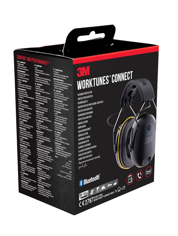 3M WorkTunes Connect 90543EC1, Kabelloser Gehörschutz mit Bluetooth®-Technologie, integriertes Mikro