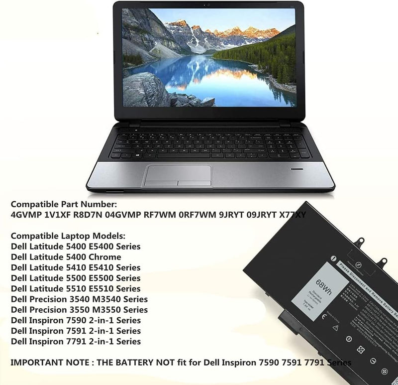 ASKC 4GVMP Laptop Akku für Dell Latitude 5400 5500 5410 5510 Precision 3540 3550 Inspiron 7590 7591