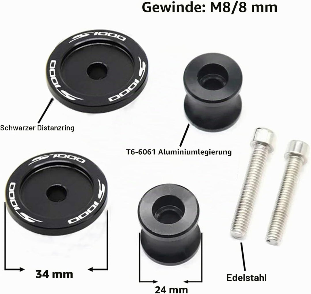 2pcs Montageständer Racingadapter M8*1,5 Bobbins CNC Ständeraufnahme Für S1000R S1000RR S1000XR S100