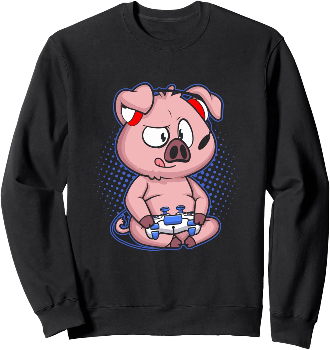 Niedliches Gaming Schwein Video Game Computer Videogame PC Sweatshirt