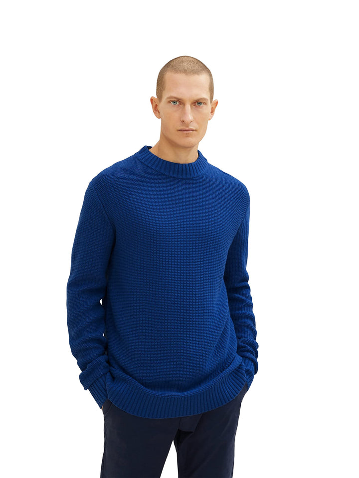 TOM TAILOR Herren Strickpullover mit Wolle M 11284 - Night Sky Blue Melange, M 11284 - Night Sky Blu