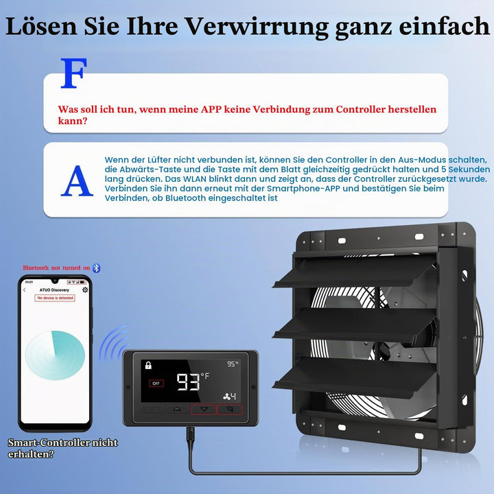 Aygrochy 300mm Industrielle abluftventilator 40W mit wifi app, Drehstrom EC Motor Wandventilator 163